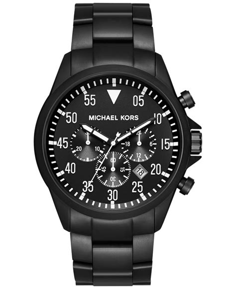 steel chronograph with grey face michael kors mens watches|michael kors matte black watch.